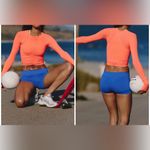 Free People NWT FP Movement Tempo Ruched Long Sleeve - neon coral - medium Photo 1