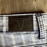 Lucky & Blessed Blue and White Striped Women's Flare Raw Hem Jeans Size 14 Photo 5