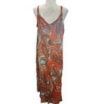 Paisley Print Maxi Dress Sleeveless Boho‎ Casual Summer Beach Cover Up Orange Size XXL Photo 7