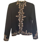 Ming Wang  Black Leopard Print Embellished Cardigan Sweater Jacket Size Small Photo 0