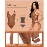 NWT Popilush Leather Corset Bodysuit V Neck Thong Shapewear Top XL Brown Photo 1