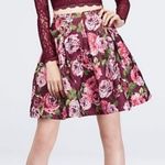 My Michelle  Wine Box Pleated Floral Shantung Skater Skirt Size 9 Photo 0