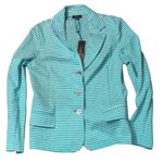 Talbots Aqua Blue And White Striped Blazer Size SP Photo 0