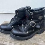 Y2K Harley Davidson Black Moto Lace Up Buckle Boots Size 9 Style 81024 Photo 2