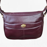 1980s Vintage Burgundy Leather Crossbody Satchel – Luxe Structured Shoulder Bag Red Photo 2