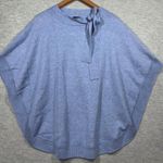 Talbots  Womens Light Blue Poncho Sweater‎ L Tie Neck Photo 0
