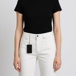 Massimo Dutti  Women’s Mid Rise Slim Straight Jeans – White Denim Size 42 Photo 0