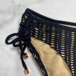 Bar III Crochet Overlay Side Tie Bikini Bottoms Size XS Black Beige Lined New Photo 1
