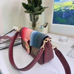 Coach GEORGIE SHOULDER BAG SIGNATURE CANVAS-RAINBOW LINEAR QUILTING C1530 Photo 1