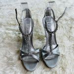 Rsvp  Silver T-Strap Embellished Heels Size 8M Photo 1