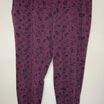ANY BODY Burgundy and Black Floral Print Lightweight Lounge Jogger, LP Purple Size undefined Photo 0
