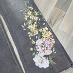 Diane Gilman DG2 Floral Embroidered Wide Leg Stretch Jean Grey 12 Raw Hem Gray Photo 5