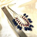 Red white and blue beaded bib necklace Photo 6