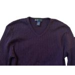 Vintage R&R Casuals Sweater L Purple Ribbed Knit 100% Merino Wool Made in Italy Size L Photo 3