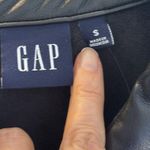 Gap Black Vegan Leather Flutter Sleeve Shirt Photo 3