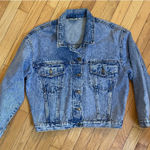 Vintage‎ Women's Bill Blass medium jean jacket with NY cityscape on back Blue Photo 0
