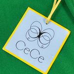 CeCe NWT  Green Dotted Puff Sleeve Mixed Media Stretch Blouse Top Size XS Photo 2