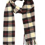 Burberry  Cashmere Vintage Check Black Striped Logo Fringed Scarf Photo 8