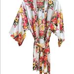 FLORAL SATIN FINISH ROBE White Size L Photo 0