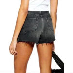Topshop High rise black ripped  mom shorts in size 6 Photo 1