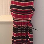 Black / white / red striped and belted dress Photo 0