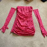 Revolve Miscreants  Cupid Pink lace Strapless Dress with matching Gloves Photo 1