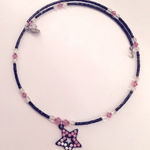 High IntenCity Black & Pink Rhinestone & Beaded Choker with Bling Star Photo 0