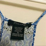 ⭐️ New with tags timing Francesca’s blue printed spaghetti strap romper Size M Photo 2