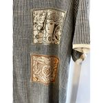Vintage PEAR Brand Women's Maxi Cotton Dress Size M Striped buttons applique USA Brown Size M Photo 5