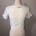 For Sienna Sheer White Lace Cropped Top Short Sleeve Size Small Photo 5