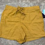 Per Se  Mustard Yellow Linen Shorts Size XL Photo 2