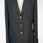 Vintage Stanley Blacker Wool Blazer Black Gold Crest Buttons Size 14 Size M Photo 0