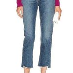 AGOLDE Riley High Rise Straight Asymmetrical Frayed Raw Hem Crop Jeans Size 25 Photo 0