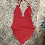 Red Carter New.  plunge swimsuit. Retails $189 large Photo 8