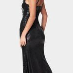 Bebe sequin mesh insert maxi formal black dress Size XXS adjustable straps Photo 4