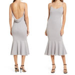 Katie May  Twirl Dress in Dove Gray Draped Back Midi Dress XS NWT Photo 1