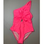 Cupshe NWT  One Shoulder Cutout Swimsuit Pink Twist Front One Piece Lined M Photo 3