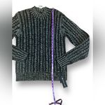 Blanc Noir® Lurex Cable Knit Sweater Size Large Black Silver Crew Neck NEW Photo 8