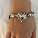 Brighton  Silver Heart leather Bracelet Photo 2