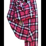 Victoria's Secret Victoria’s Secret Red Pink Black Plaid Flannel Pajama Set Sz. M Cozy Fall Winter Photo 3