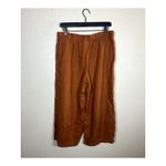 Garnet Hill Garnett Hill Autumn Orange brown Pull on Crop Wide Leg Linen Pant Size Medium Photo 4