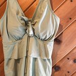 Bloomchic  Bow Front Ruched Ruffle Tiered Mint Green Swimsuit Top NWT Photo 3