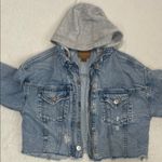 American Eagle Outfitters Denim Jacket with Gray Hood Photo 10