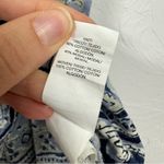 Lucky Brand Blue Floral Print Lace Up Neckline Boho Blouse Women’s L Cap Sleeve Photo 6