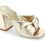 Open Edit Nordstrom Saydee Gold Metallic Puff Sandal Heel, NWOT, Size 5.5 Photo 0