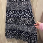 JM Collection Cute navy white multiprint ruffle boho maxi elastic waist pull on skirt flowy Photo 0