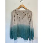 Anthropologie Fate distressed sweater size S cotton ombre tan turquoise crew Photo 2