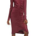 Leith Women's Red Long Sleeve Ruched Front Knee Length Bodycon Dress sz S Photo 1