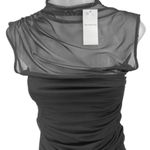 Abercrombie & Fitch NEW  Black Sleeveless Ruched Mesh Bodysuit Tank Top Size S Photo 2