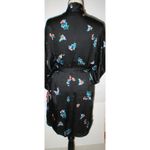 Natori NWT New Designer Short Wrap Robe Womens L Silky Satin Flowers Black Lace Photo 9